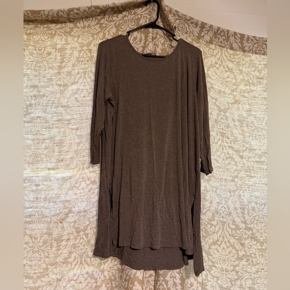 Women’s Long Sleeve Tunic Top in Brown Joan Vass